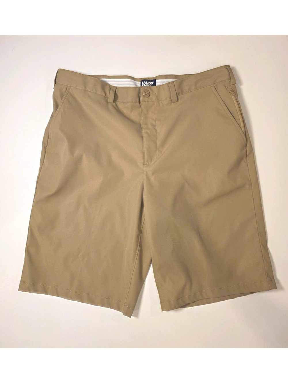 Lands' End OutKnit Performance Tech Shorts Men's 36 Khaki Tan Golf Utility